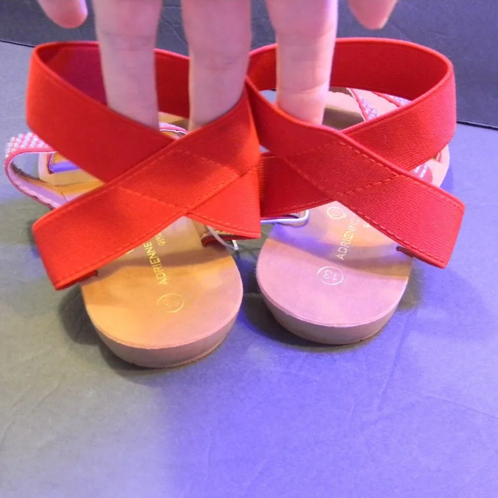 Adrienne Vittadini Girl Red Strappy Sandals Ankle Detail NWOT
